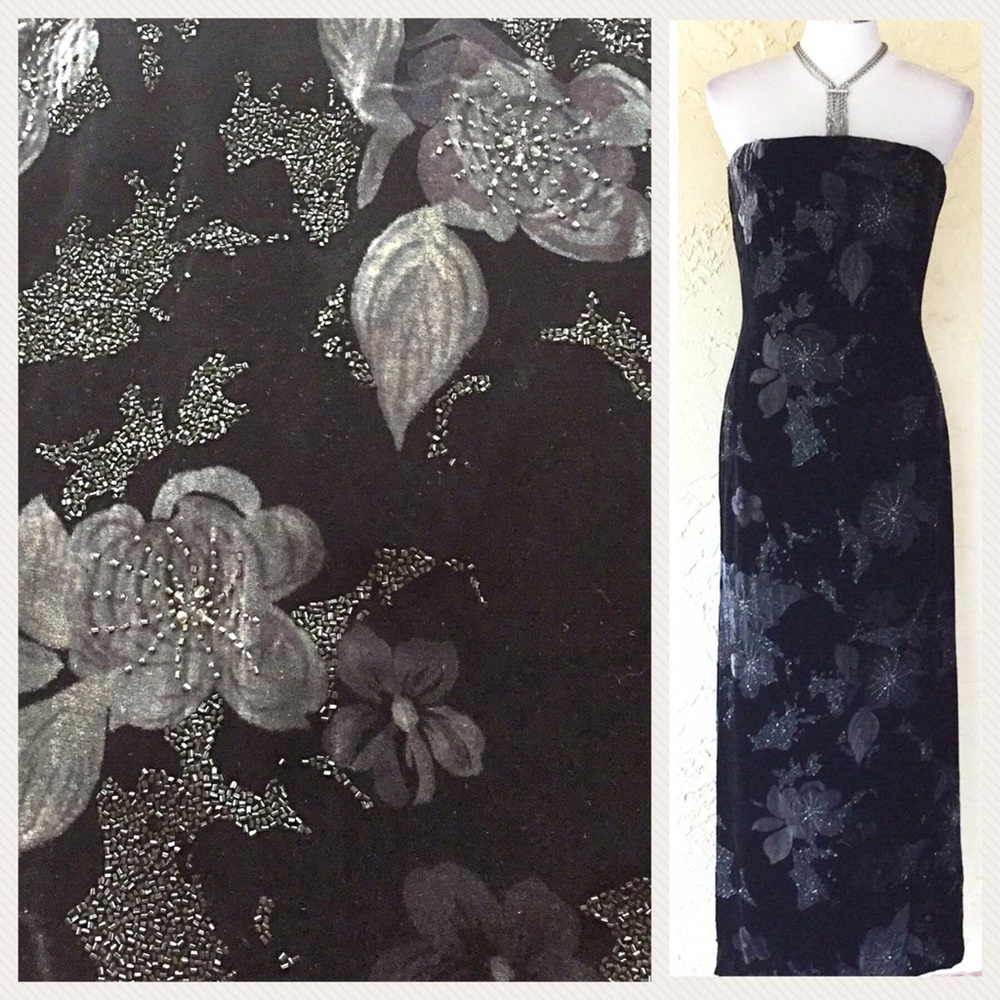Carmen Marc Valvo bustier velvet gown